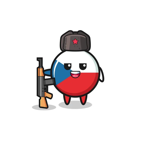 Cute Czech Flag Cartoon Russian Army Cute Design — Wektor stockowy