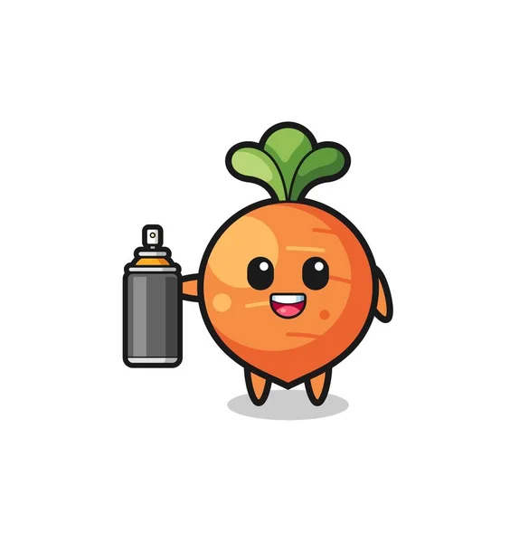 Cute Carrot Graffiti Bomber Cute Design — Stock Vector