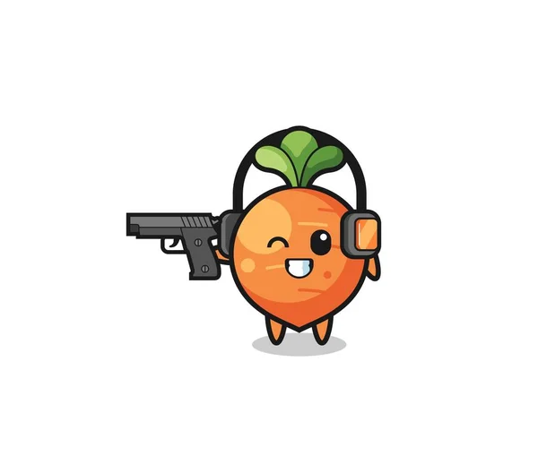 Illustration Carrot Cartoon Doing Shooting Range Cute Design — Stok Vektör