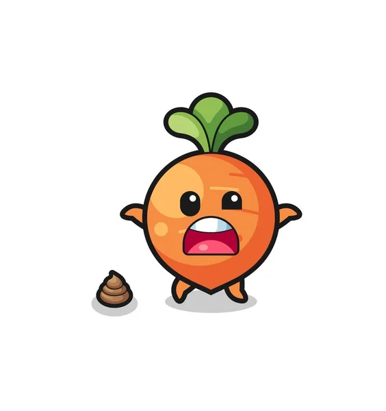 Carrot Earth Surprised Meet Poop Cute Design — Stock Vector