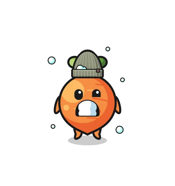 Cute Cartoon Carrot Shivering Expression Cute Design — Vetor de Stock