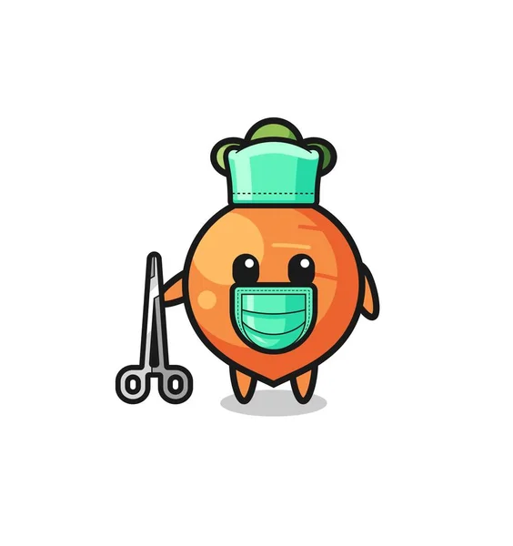 Surgeon Carrot Mascot Character Cute Design — 스톡 벡터