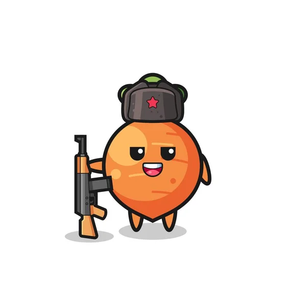 Cute Carrot Cartoon Russian Army Cute Design — Vetor de Stock