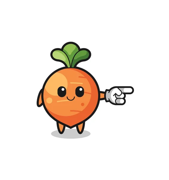 Carrot Mascot Pointing Right Gesture Cute Design — Stock vektor