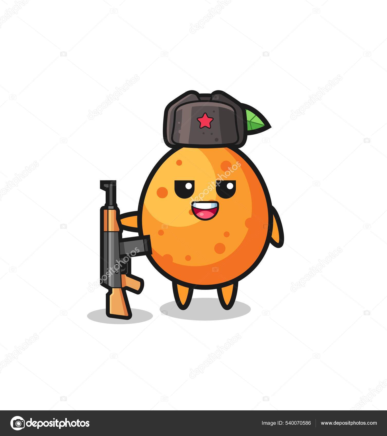 Cute Kumquat Cartoon Russian Army Cute Design Векторное.