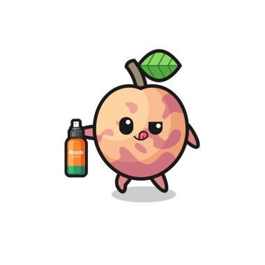 cute pluot fruit holding mosquito repellent , cute design
