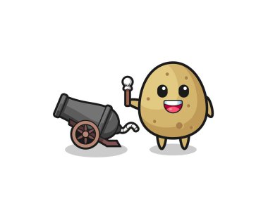 cute potato shoot using cannon , cute design
