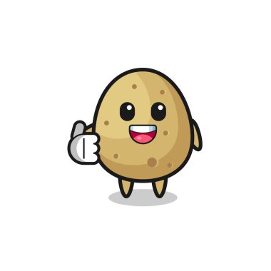 potato mascot doing thumbs up gesture , cute design