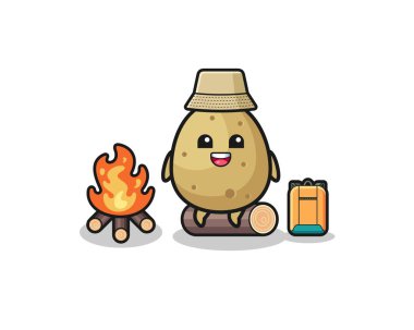 camping illustration of the potato cartoon , cute design