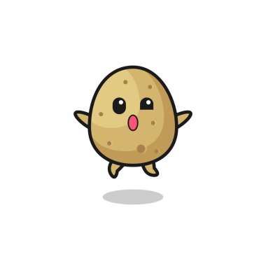potato character is jumping gesture , cute design