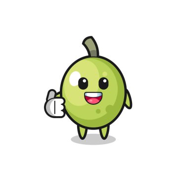 olive mascot doing thumbs up gesture , cute design