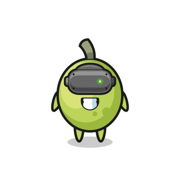 cute olive using VR headset , cute design