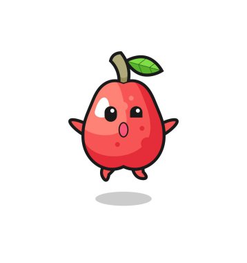water apple character is jumping gesture , cute design