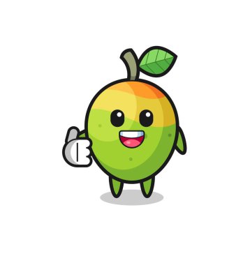 mango mascot doing thumbs up gesture , cute design