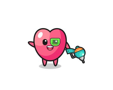 heart symbol cartoon as future warrior mascot , cute design