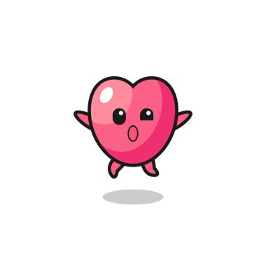heart symbol character is jumping gesture , cute design