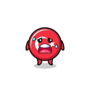 the fatigue cartoon of turkey flag , cute design