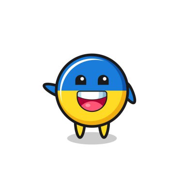 happy ukraine flag cute mascot character , cute design