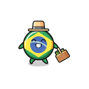 brazil flag herbalist character searching a herbal , cute design