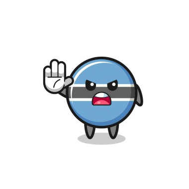 botswana flag character doing stop gesture , cute design