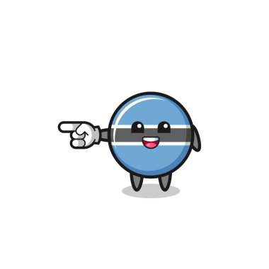 botswana flag cartoon with pointing left gesture , cute design