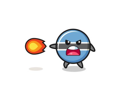 cute botswana flag mascot is shooting fire power , cute design