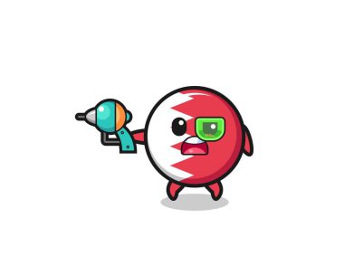 cute bahrain flag holding a future gun , cute design