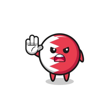 bahrain flag character doing stop gesture , cute design