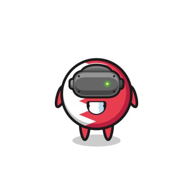 cute bahrain flag using VR headset , cute design