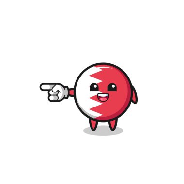 bahrain flag cartoon with pointing left gesture , cute design