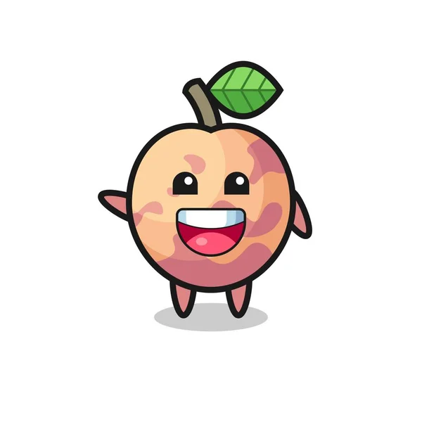 Happy Pluot Fruit Cute Mascot Character Cute Design — Wektor stockowy