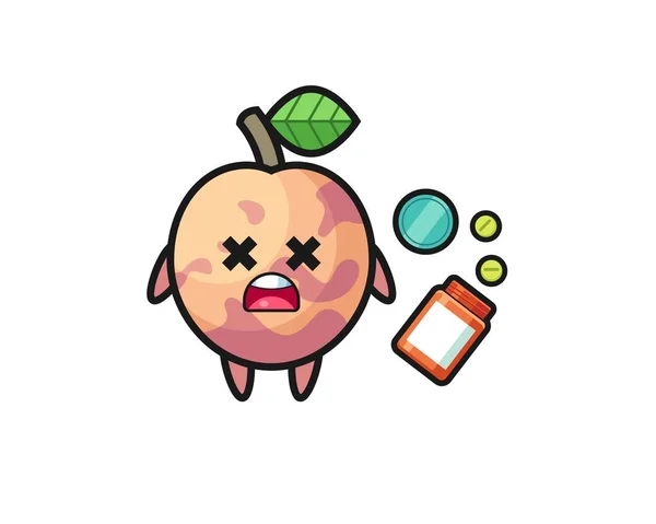 Illustration Overdose Pluot Fruit Character Cute Design — Wektor stockowy