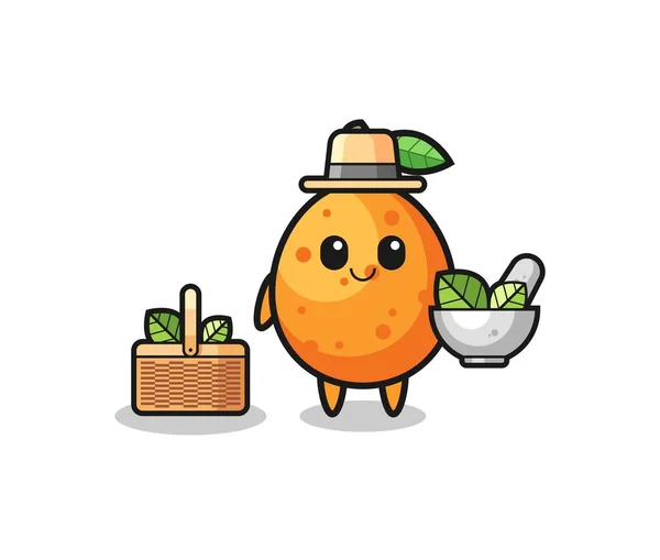Kumquat Herbalist Cute Cartoon Cute Design — Wektor stockowy