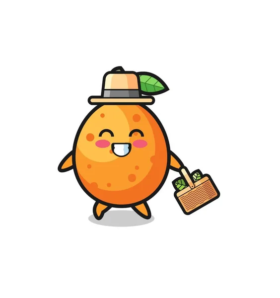 Kumquat Herbalist Character Searching Herbal Cute Design — Wektor stockowy
