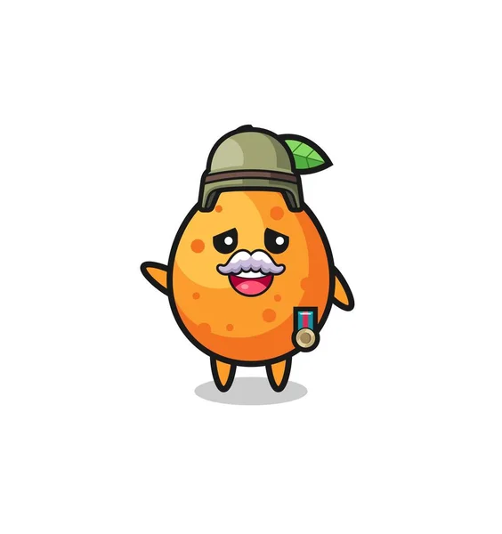 Cute Kumquat Veteran Cartoon Cute Design — Vector de stock