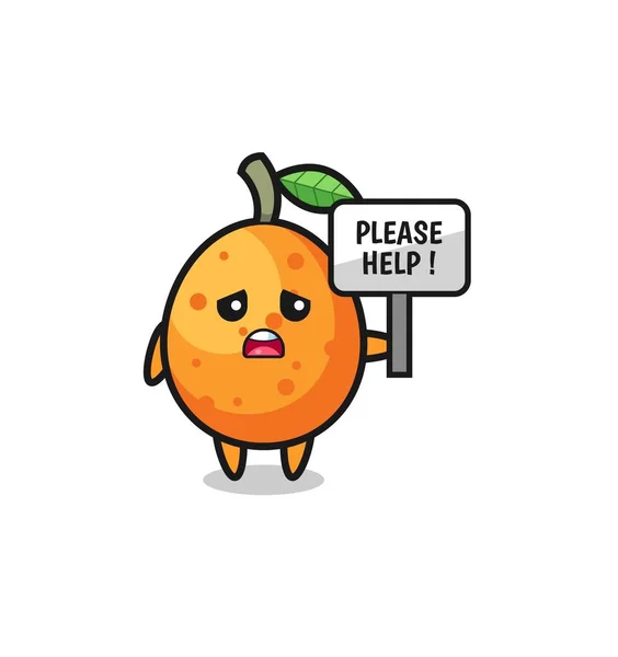 Cute Kumquat Hold Please Help Banner Cute Design — Stock vektor