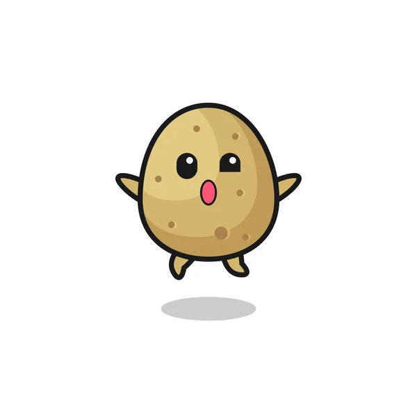 Potato Character Jumping Gesture Cute Design — Wektor stockowy