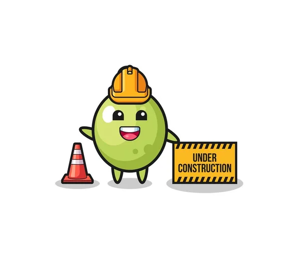 Illustration Olive Construction Banner Cute Design — Stockvektor