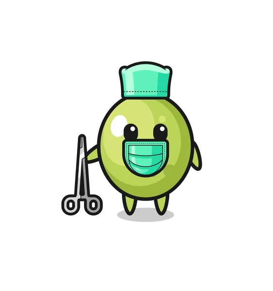 Surgeon Olive Mascot Character Cute Design — Vetor de Stock