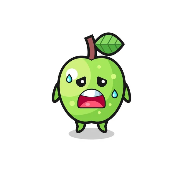 Fatigue Cartoon Green Apple Cute Design — Stock Vector