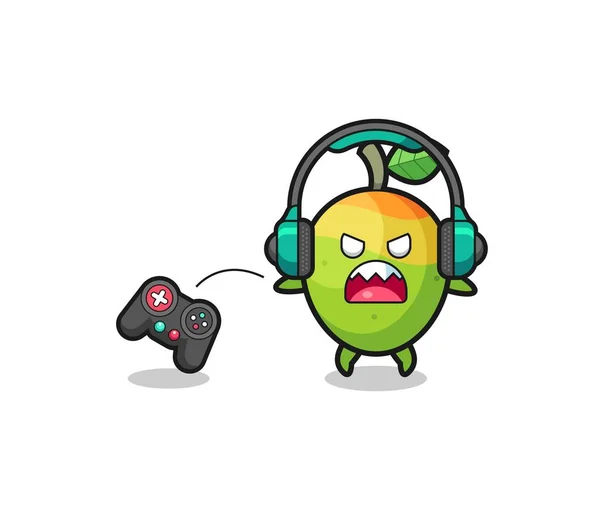 Mango Gamer Mascot Angry Cute Design — Wektor stockowy