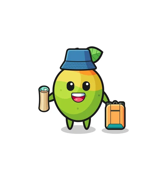 Mango Mascot Character Hiker Cute Design — Stock vektor