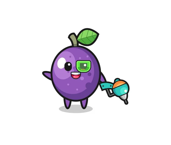 Passion Fruit Cartoon Future Warrior Mascot Cute Design — Image vectorielle