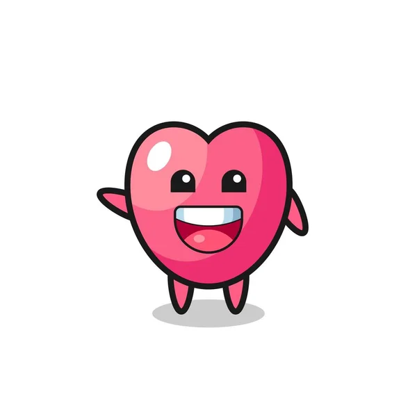 Happy Heart Symbol Cute Mascot Character Cute Design — стоковый вектор