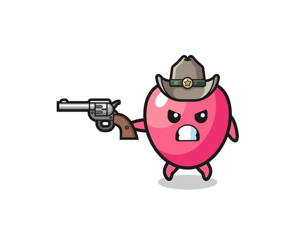 Heart Symbol Cowboy Shooting Gun Cute Design — стоковый вектор