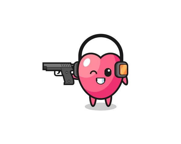 Illustration Heart Symbol Cartoon Doing Shooting Range Cute Design — Vettoriale Stock