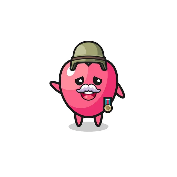 Cute Heart Symbol Veteran Cartoon Cute Design — Vector de stock