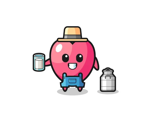 Heart Symbol Cartoon Dairy Farmer Cute Design — 스톡 벡터