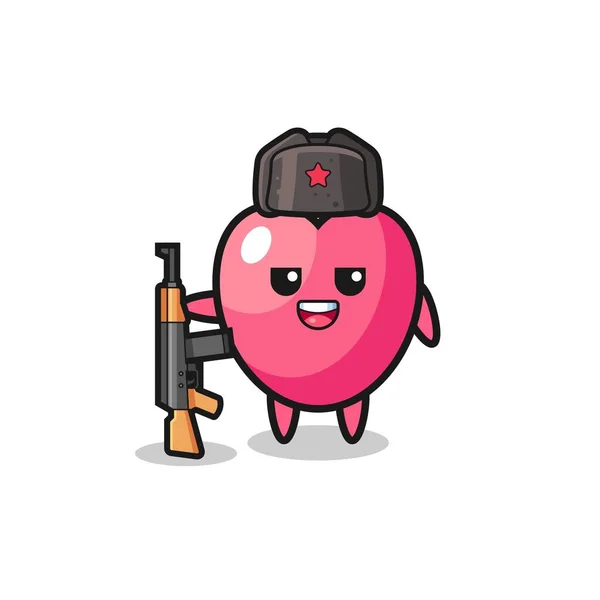 Cute Heart Symbol Cartoon Russian Army Cute Design — Image vectorielle