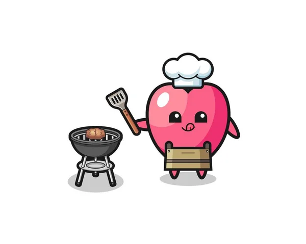 Heart Symbol Barbeque Chef Grill Cute Design — Stockvektor